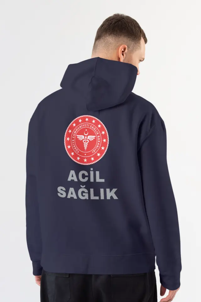 3'lü Paket 112 Acil Sağlık Kapüşonlu Sweatshirt Unisex Lacivert