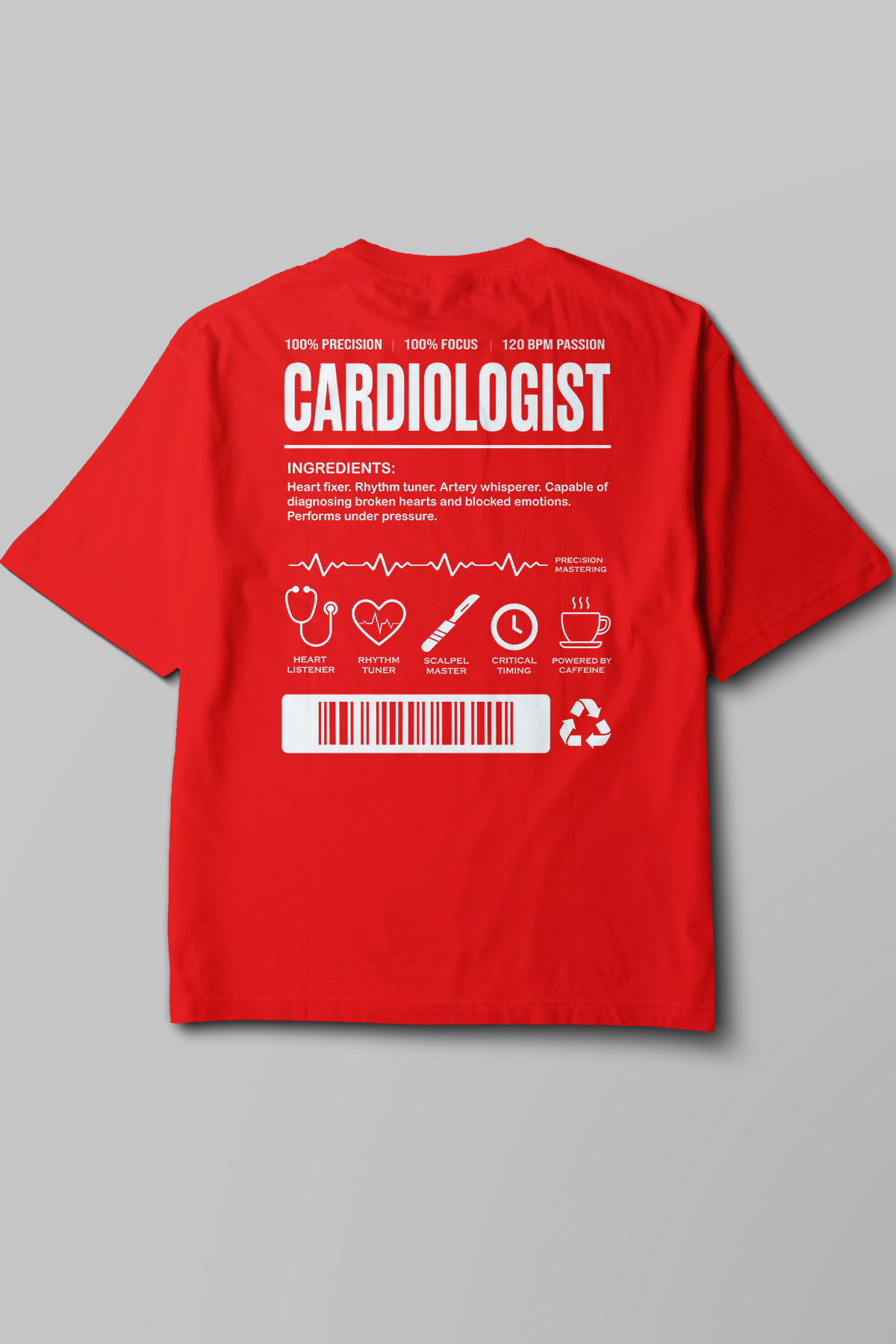 Cardiologist - Oversize T-Shirt Kırmızı Unisex