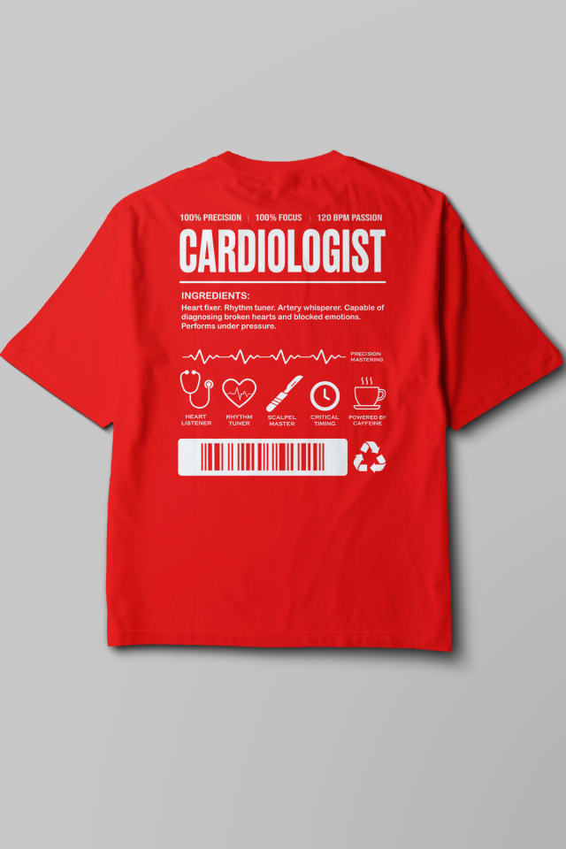 Cardiologist - Oversize T-Shirt Kırmızı Unisex