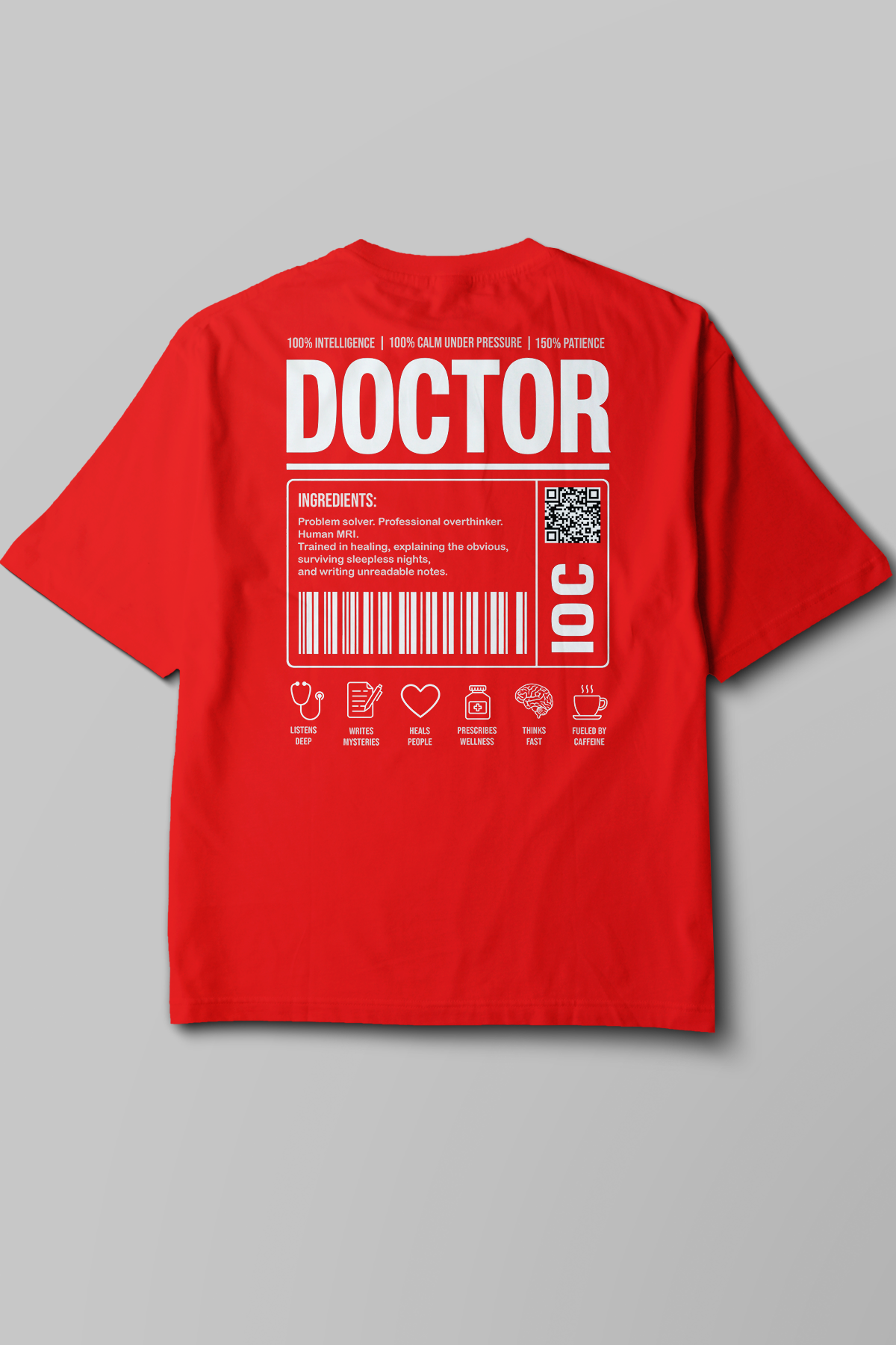 Doctor - Oversize T-Shirt Kırmızı Unisex