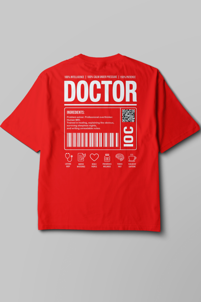 Doctor - Oversize T-Shirt Kırmızı Unisex