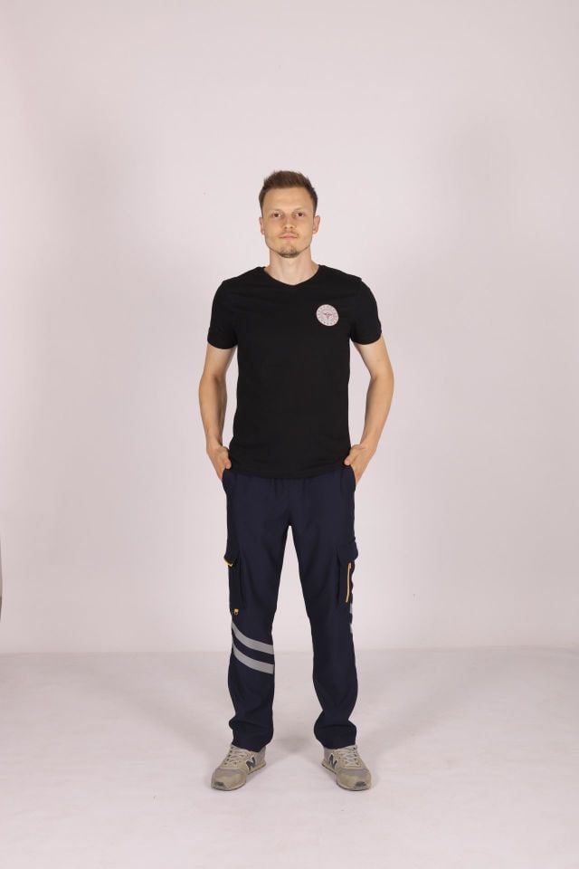 Siyah 112 Acil Sağlık V Yaka Tişört Unisex