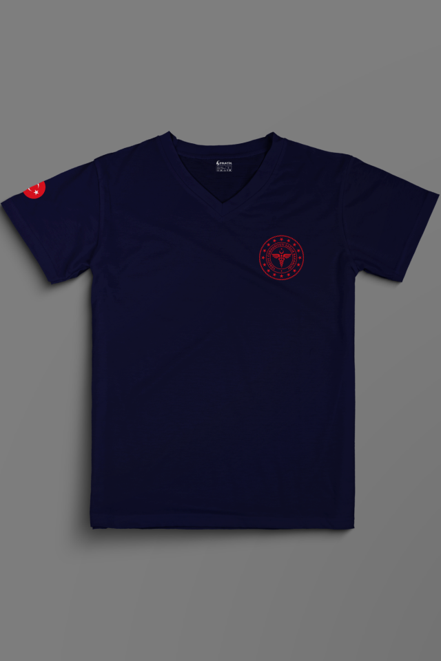 Lacivert 112 Acil Sağlık V Yaka Penye Tişört Unisex