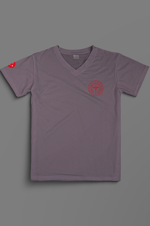 Gri 112 Acil Sağlık V Yaka Penye Tişört Unisex