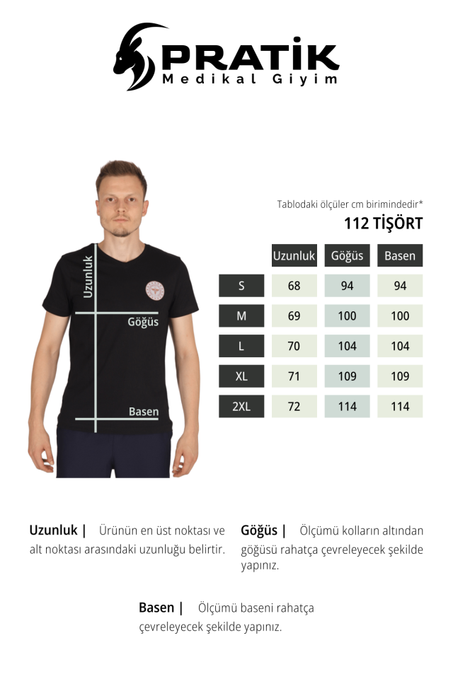 Gri 112 Acil Sağlık V Yaka Tişört Unisex M