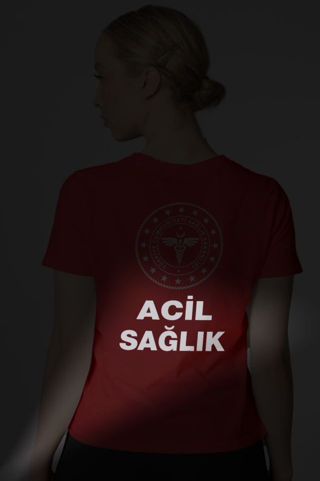 Gri 112 Acil Sağlık V Yaka Tişört Unisex L
