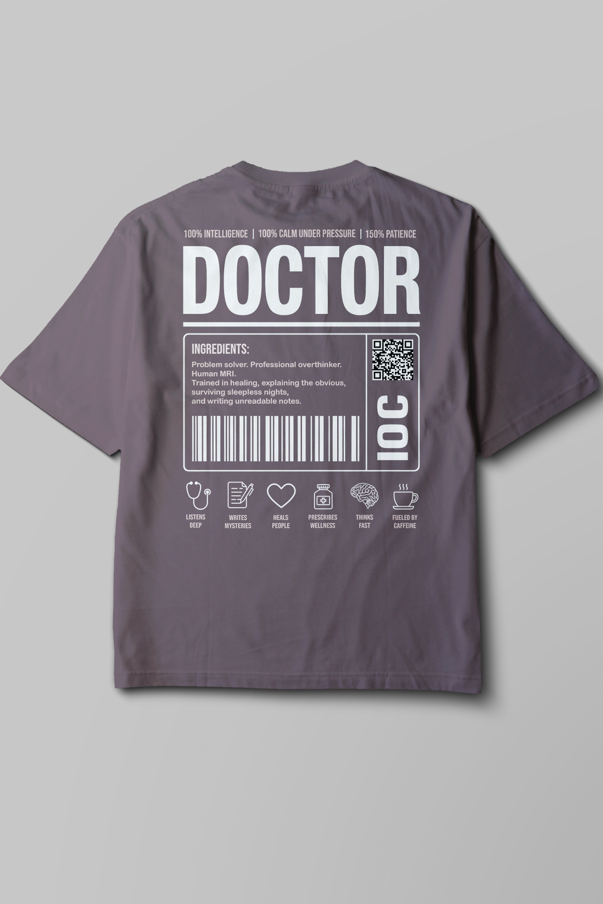 Doctor - Oversize T-Shirt Füme Unisex