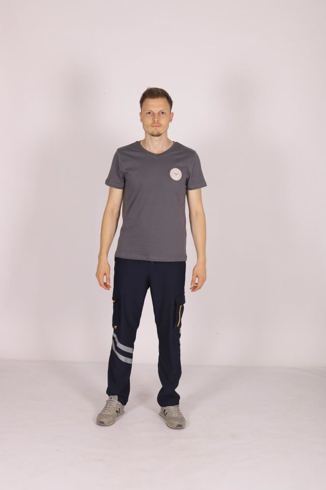 Gri 112 Acil Sağlık V Yaka Tişört Unisex M