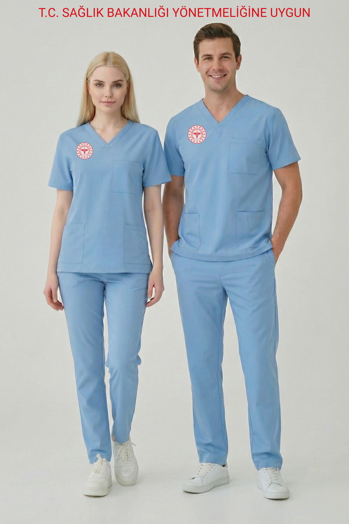 Doktor Hekim Forması Likralı Scrubs Takım Unisex Alaskan Blue