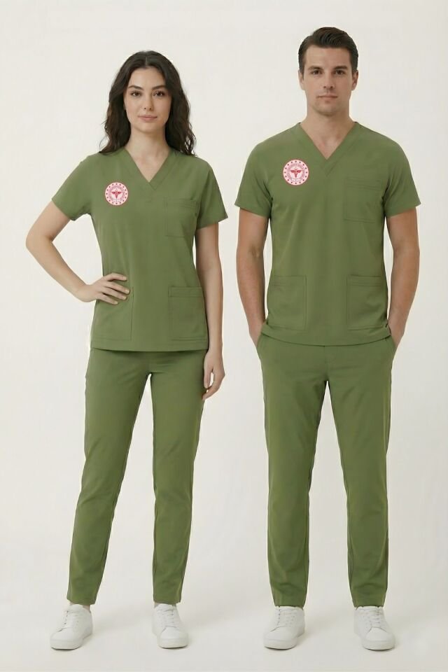 Eczacı Forması Likralı Scrubs Takım Unisex Grasshopper