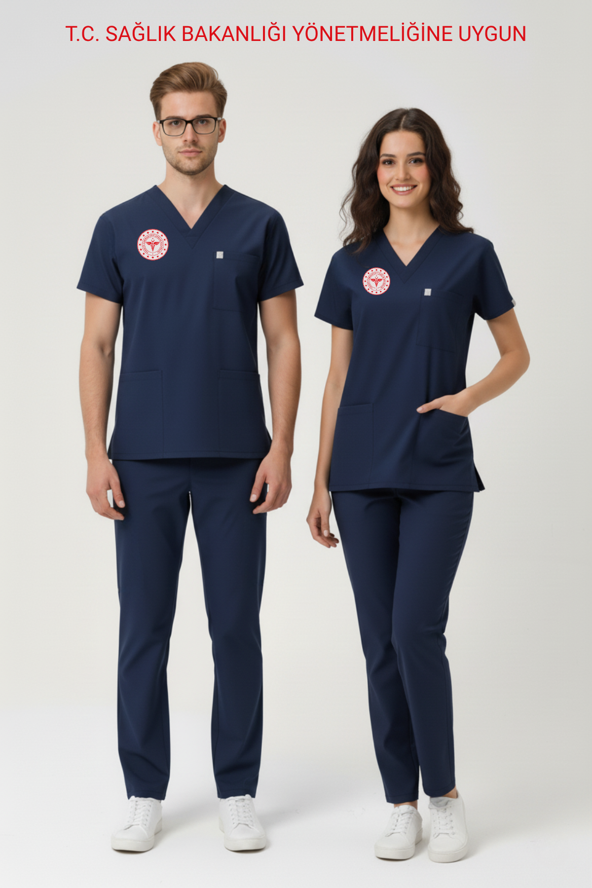 Hemşire Forması Likralı Scrubs Takım Unisex Patriot Blue