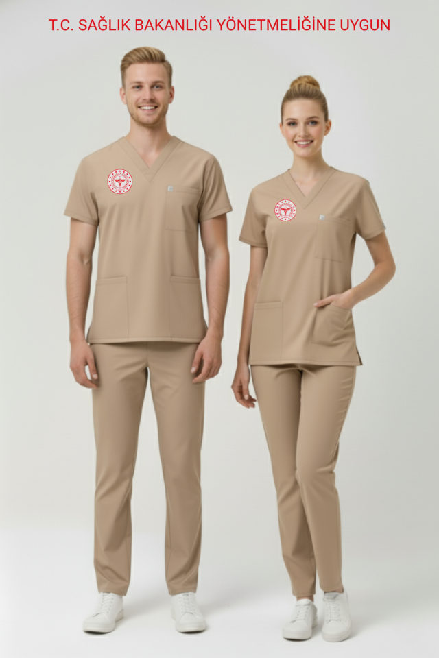 Sağlık Teknisyeni Teknikeri Tıbbi Sekreter Forması Likralı Scrubs Takım Unisex Moth