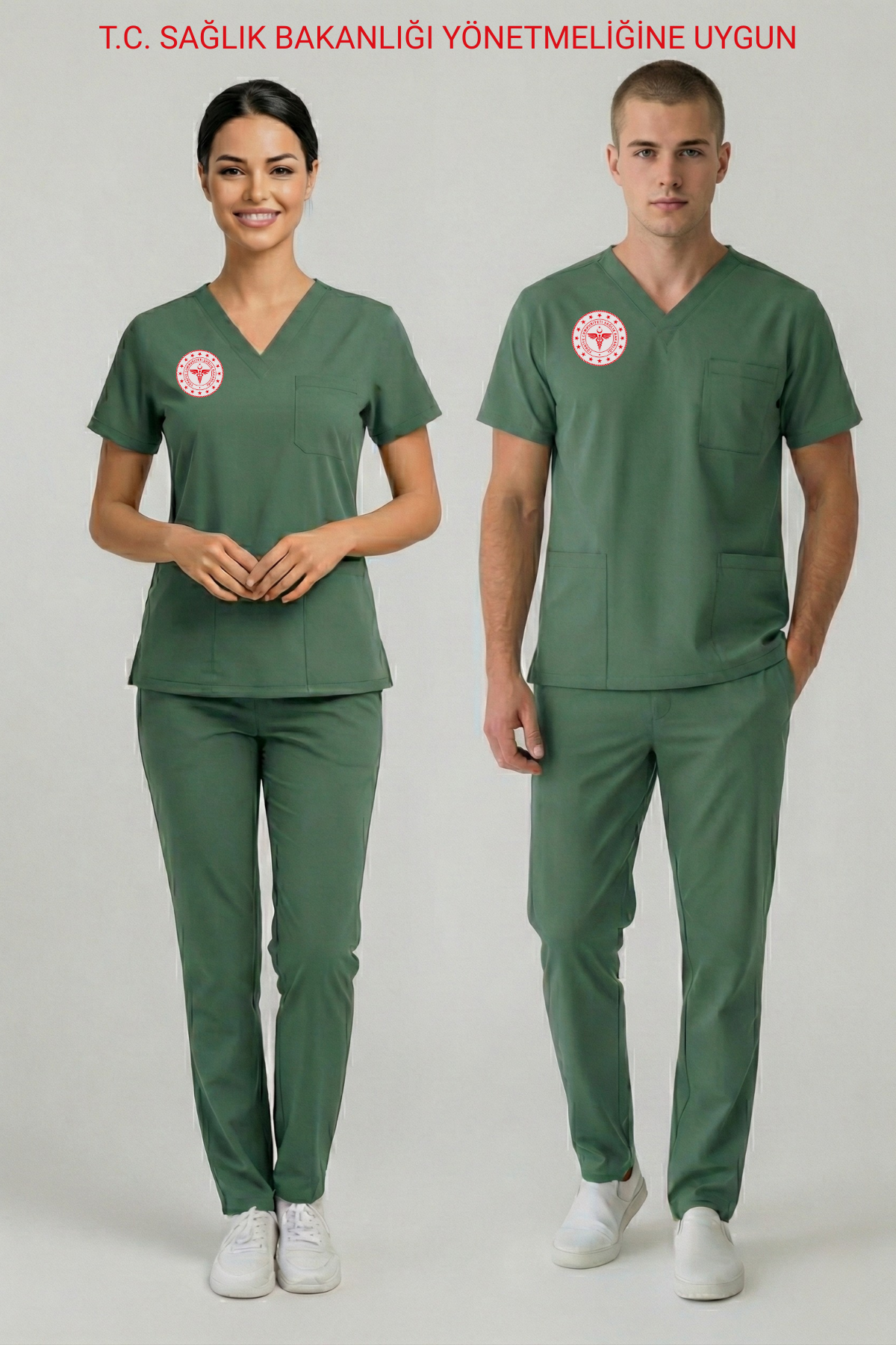 Ameliyathane Personeli Forması Likralı Scrubs Takım Unisex Frosty Spruce