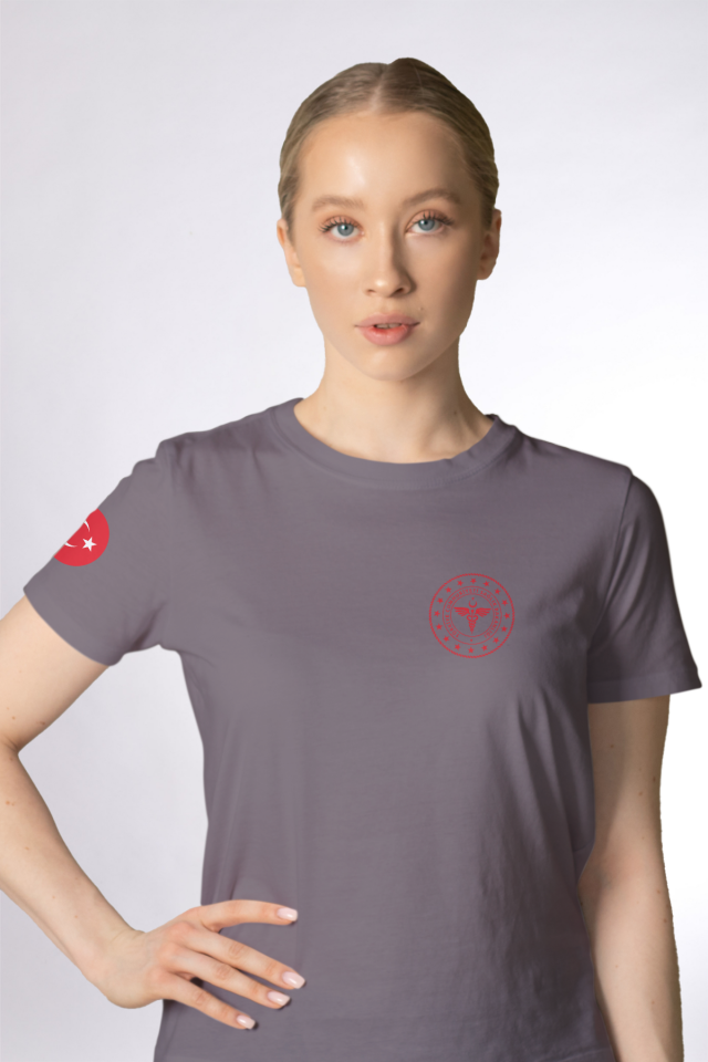 Gri 112 Acil Sağlık Bisiklet Yaka Penye Tişört Unisex