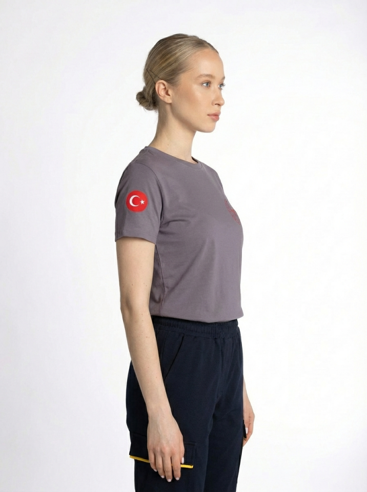 Gri 112 Acil Sağlık Bisiklet Yaka Penye Tişört Unisex