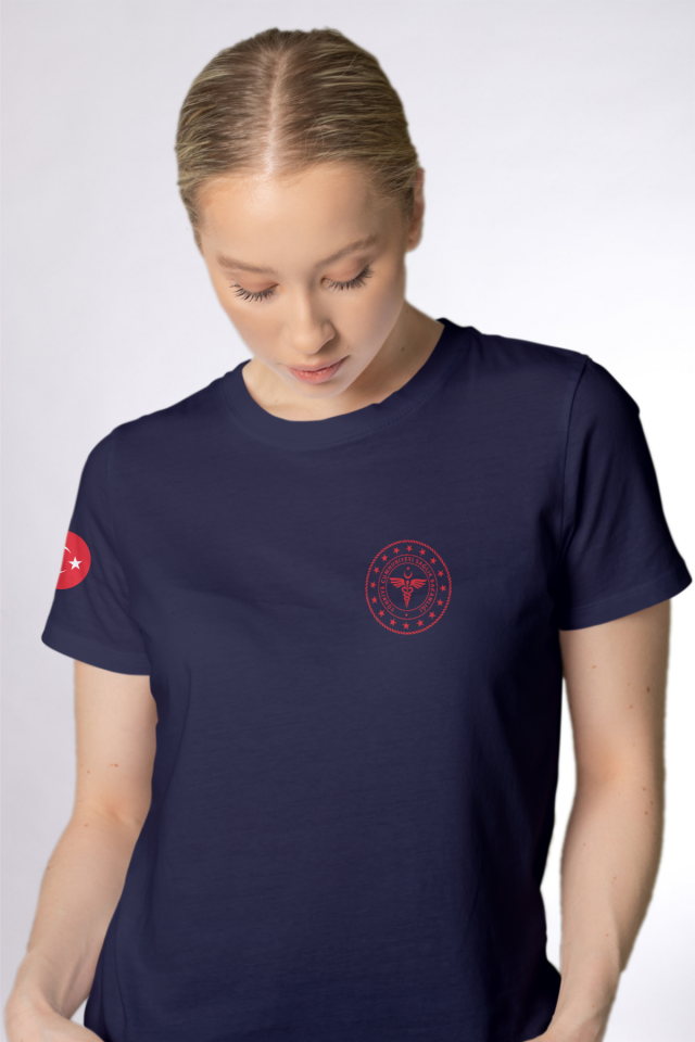 Lacivert 112 Acil Sağlık Bisiklet Yaka Penye Tişört Unisex L