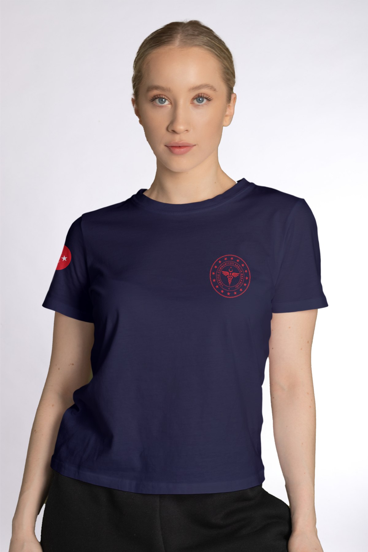 Lacivert 112 Acil Sağlık Bisiklet Yaka Penye Tişört Unisex