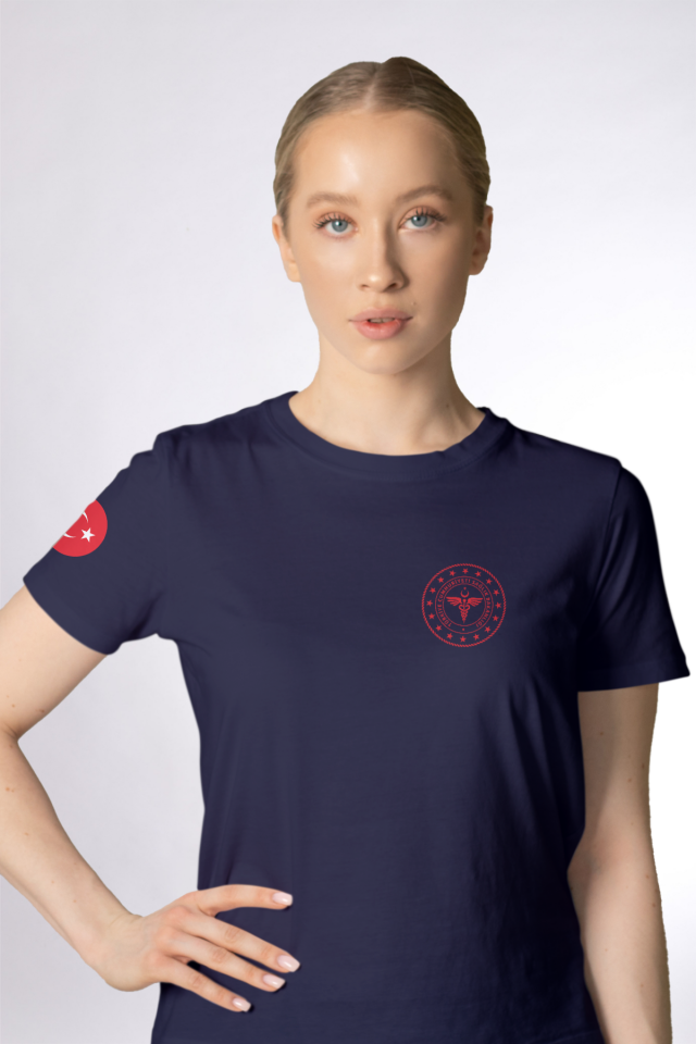 Lacivert 112 Acil Sağlık Bisiklet Yaka Penye Tişört Unisex XL