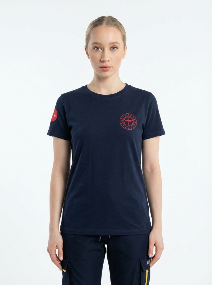 Lacivert 112 Acil Sağlık Bisiklet Yaka Penye Tişört Unisex XL