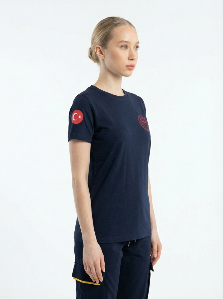 Lacivert 112 Acil Sağlık Bisiklet Yaka Penye Tişört Unisex XL