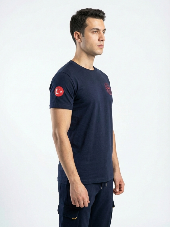 Lacivert 112 Acil Sağlık Bisiklet Yaka Penye Tişört Unisex XL