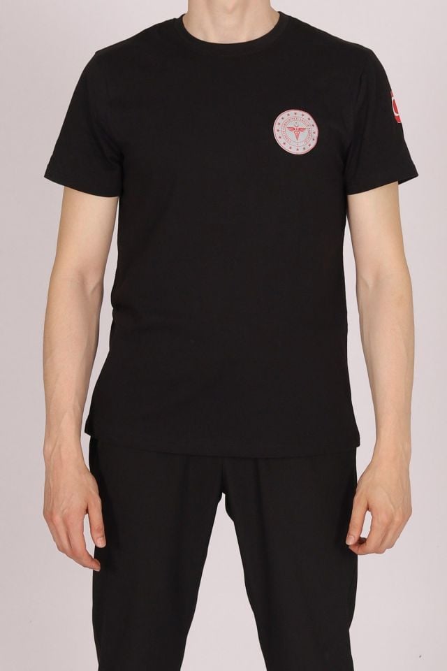 Siyah 112 Acil Sağlık Bisiklet Yaka Tişört Unisex L