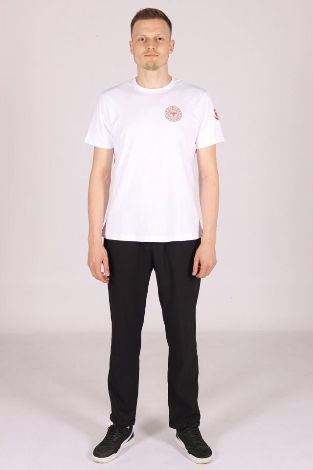 Beyaz 112 Acil Sağlık Bisiklet Yaka Tişört Unisex L