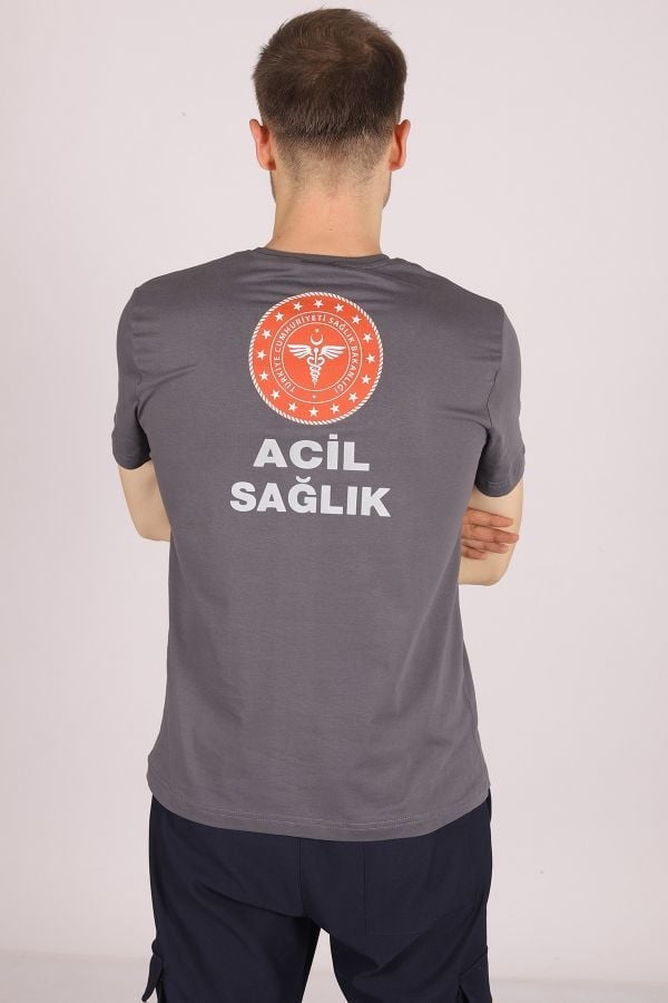 Gri 112 Acil Sağlık Bisiklet Yaka Tişört Unisex M