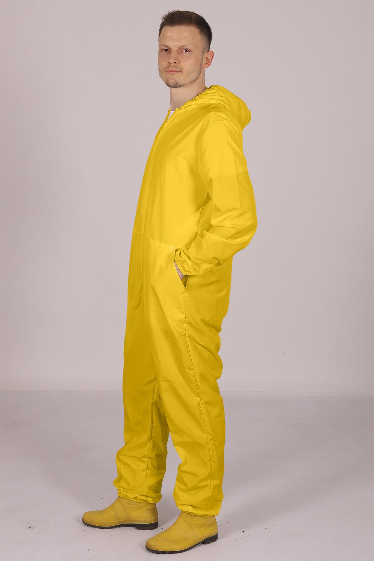 Sarı İşçi Tulumu Balıkçı Çiftçi Bahçıvan Kuaför Laboratuvar Sıvı İtici Terletmez Kumaş Unisex