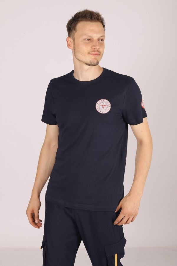 Lacivert 112 Acil Sağlık Bisiklet Yaka Tişört Unisex M