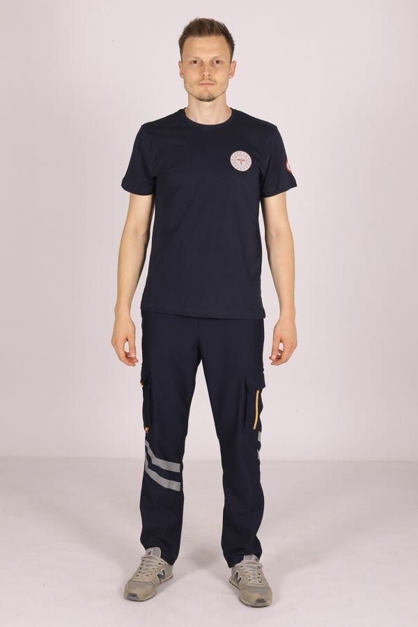 Lacivert 112 Acil Sağlık Bisiklet Yaka Tişört Unisex L
