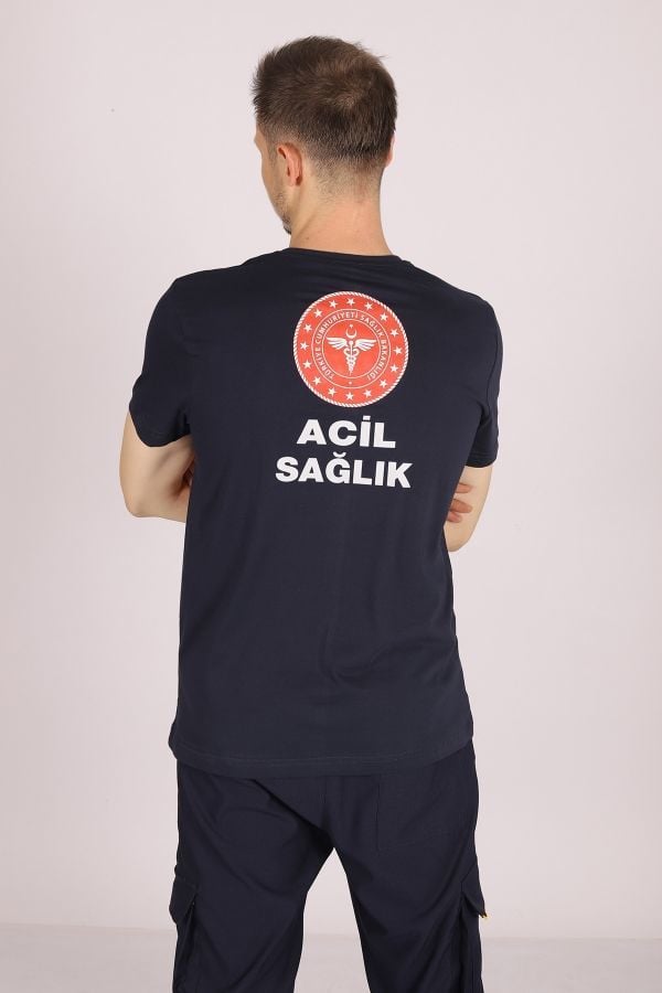 Lacivert 112 Acil Sağlık Bisiklet Yaka Tişört Unisex L