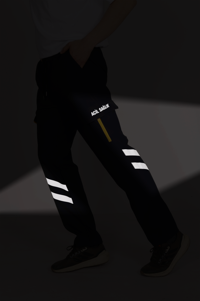 Lacivert Likralı 112 Acil Sağlık Pantolonu Unisex 2XL