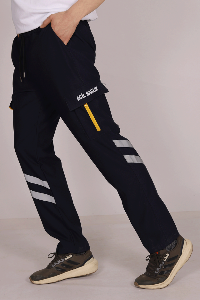 Lacivert Likralı 112 Acil Sağlık Pantolonu Unisex 2XL