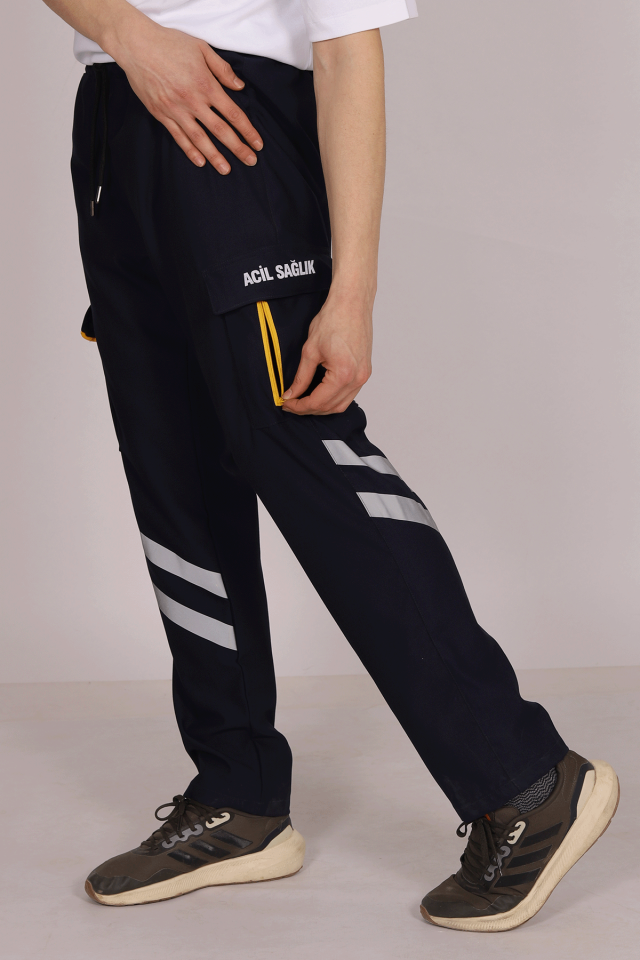 Lacivert Likralı 112 Acil Sağlık Pantolonu Unisex