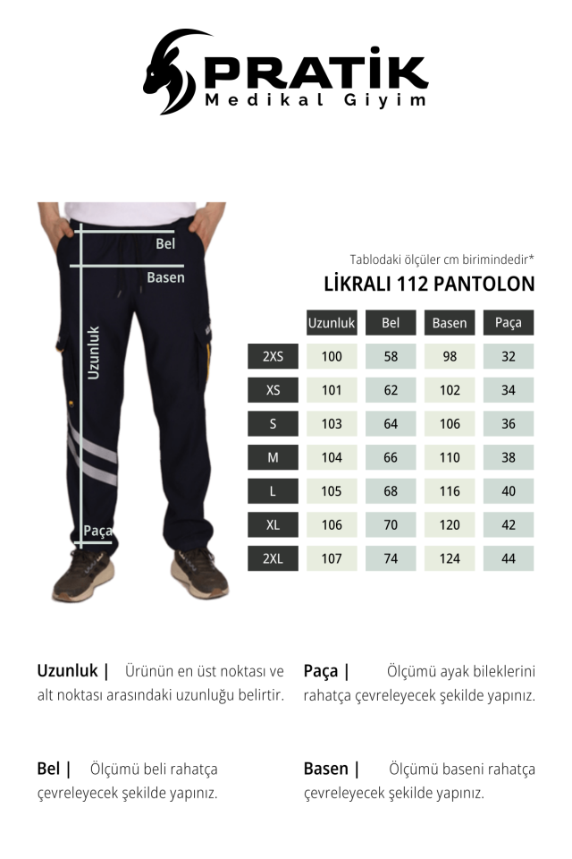 Lacivert Likralı 112 Acil Sağlık Pantolonu Unisex M
