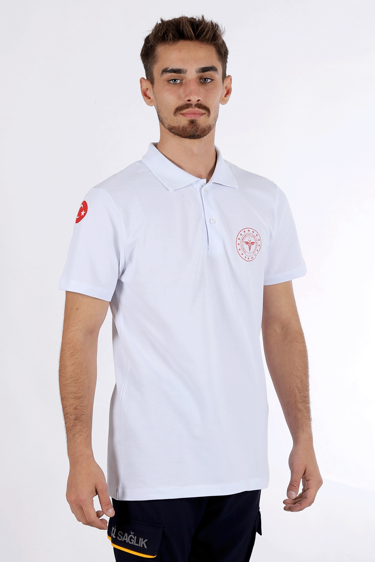 Beyaz 112 Acil Sağlık Polo Yaka Tişört Unisex