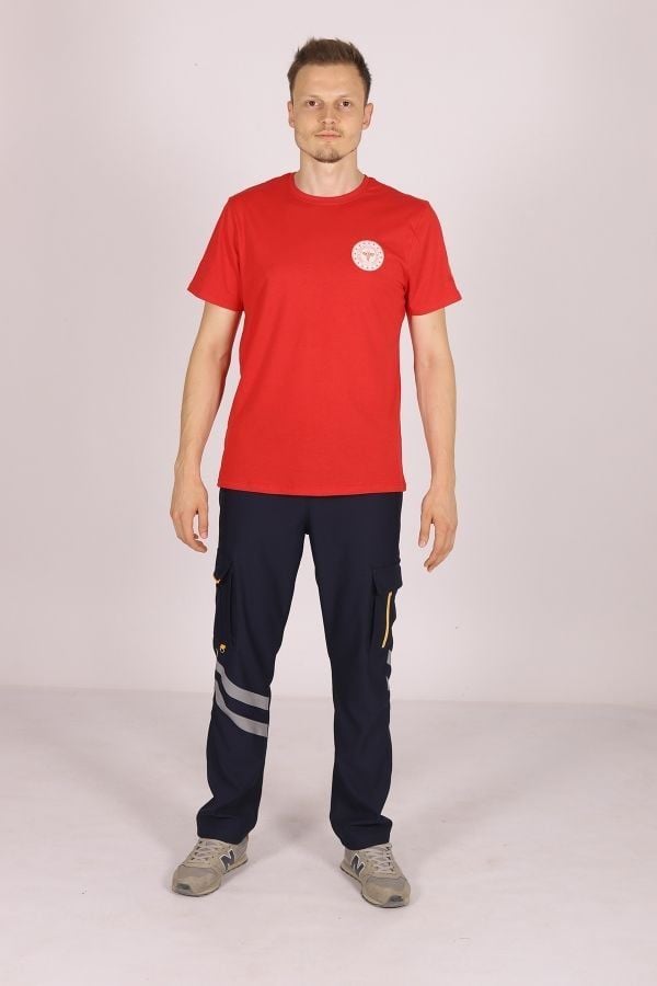 Kırmızı 112 Acil Sağlık Bisiklet Yaka Tişört Unisex S