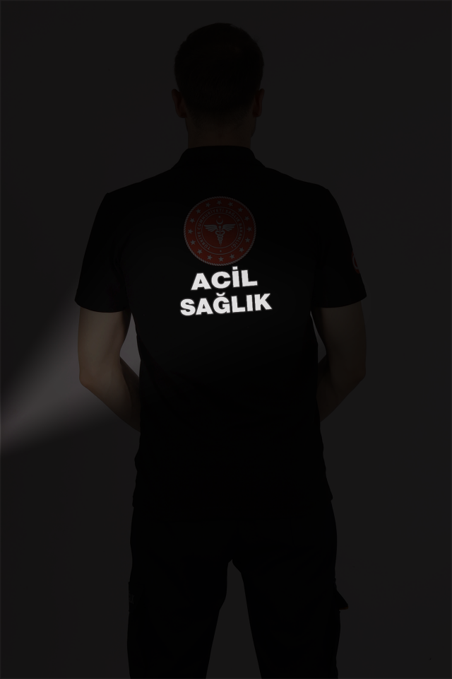 Siyah 112 Acil Sağlık Polo Yaka Tişört Unisex