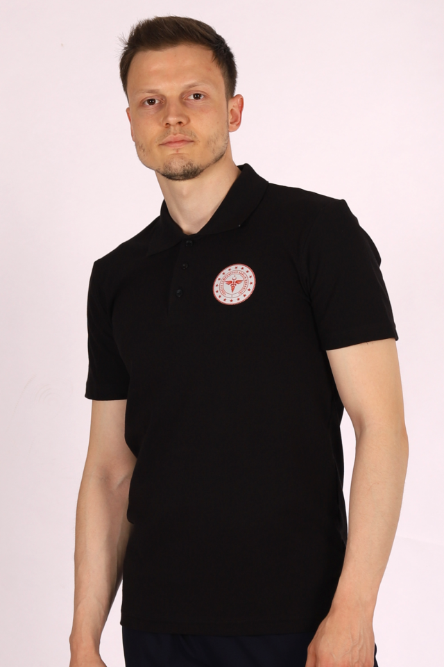 Siyah 112 Acil Sağlık Polo Yaka Tişört Unisex L