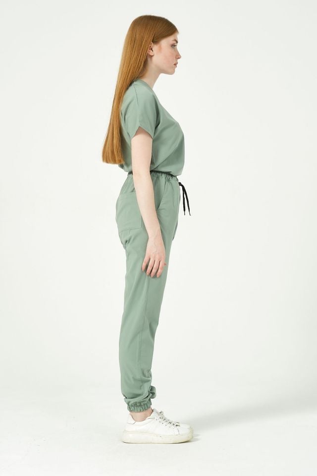 Çağla Yeşili Likralı Jogger Paça Doktor Hemşire Forması Tek Alt Unisex