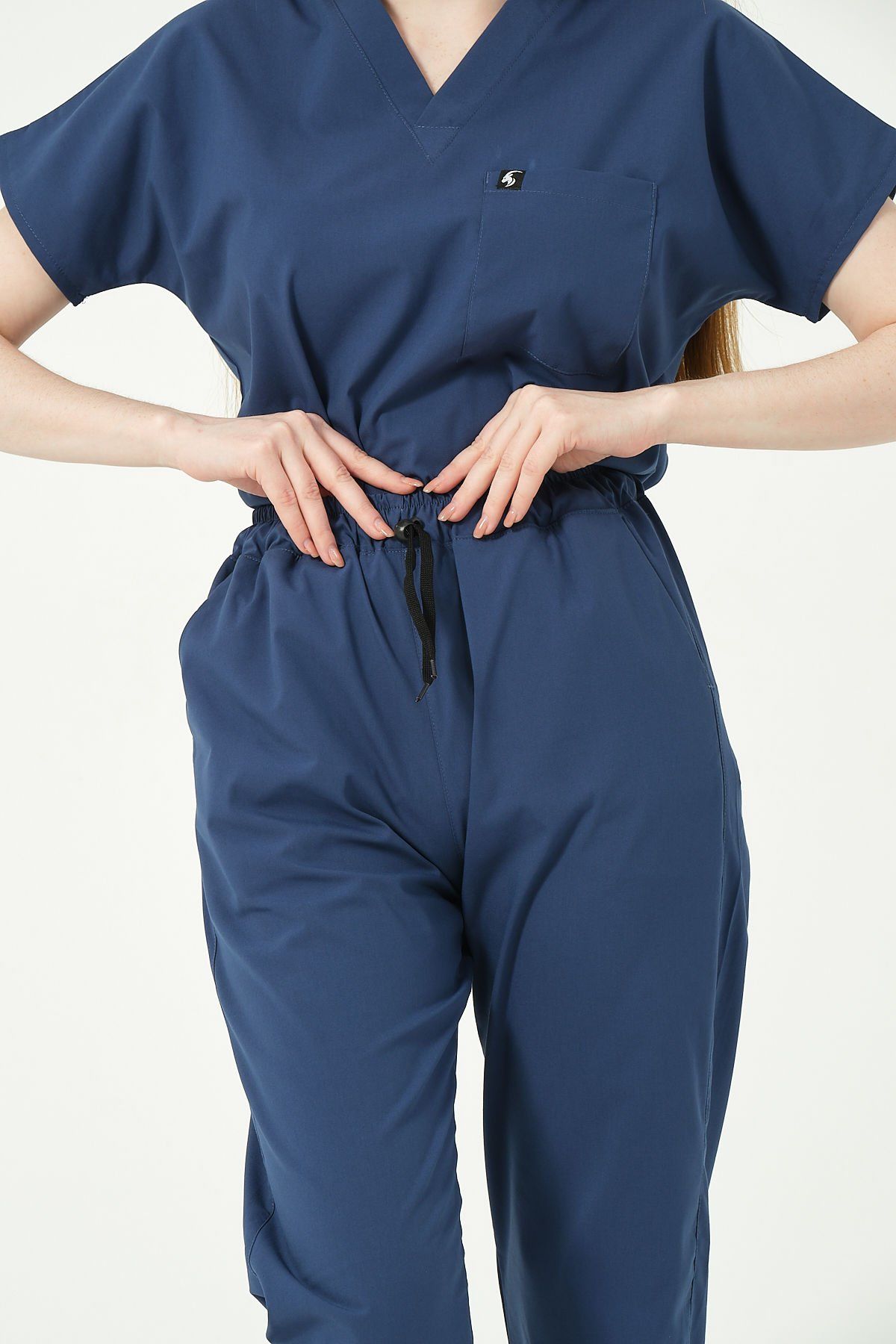 Fırtına Mavi Likralı Jogger Paça Doktor Hemşire Forması Tek Alt Unisex