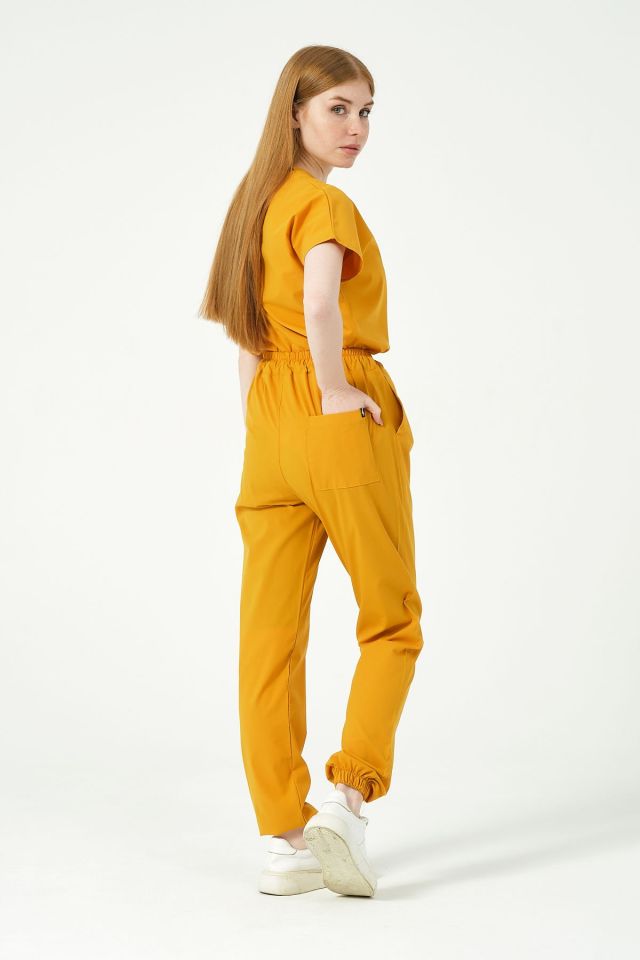 Hardal Likralı Jogger Paça Doktor Hemşire Forması Tek Alt Unisex