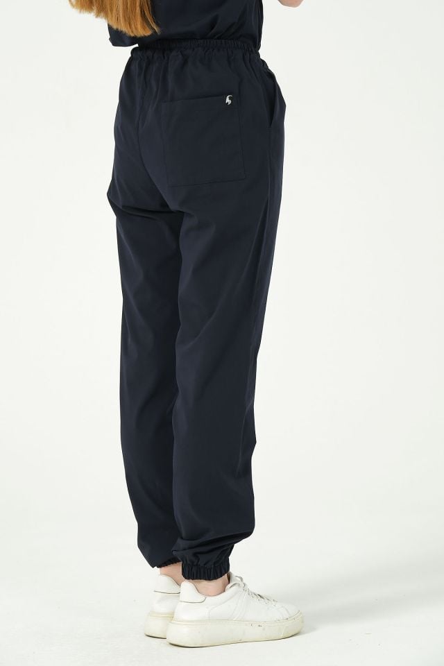 Lacivert Likralı Jogger Paça Doktor Hemşire Forması Tek Alt Unisex