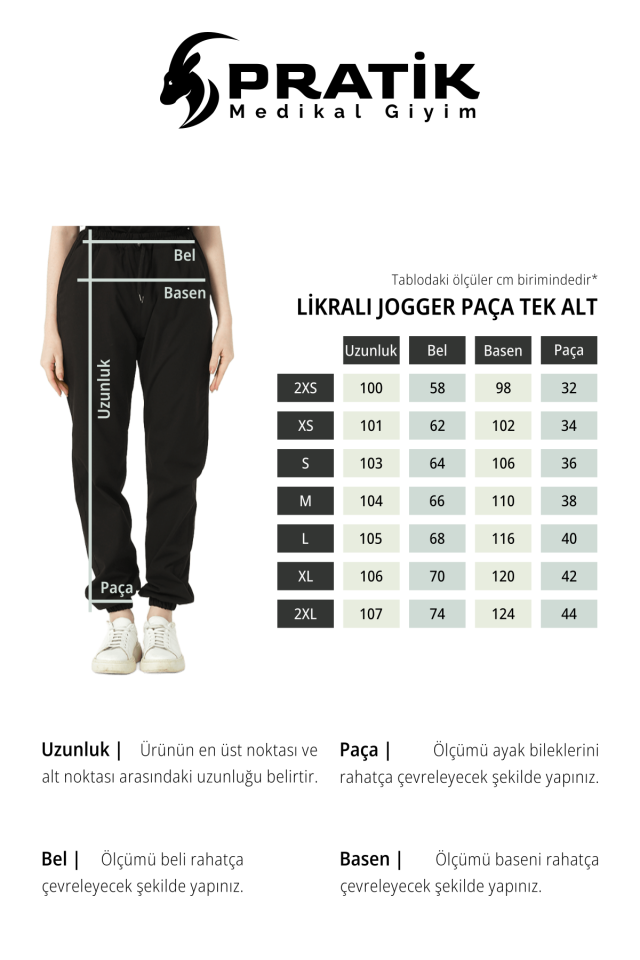 Nar Çiçeği Likralı Jogger Paça Doktor Hemşire Forması Tek Alt Unisex