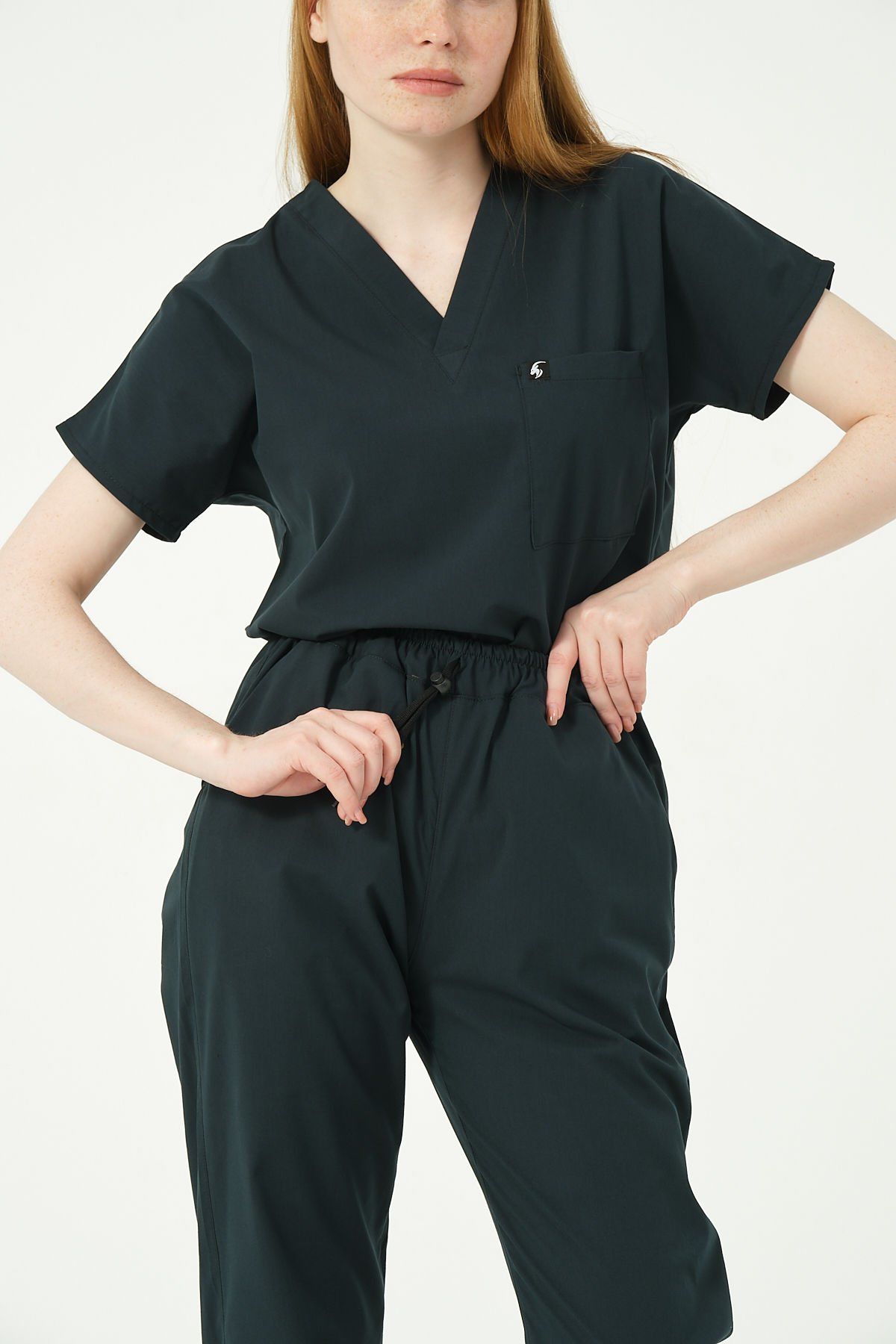 Ördek Yeşili Likralı Jogger Paça Doktor Hemşire Forması Tek Alt Unisex