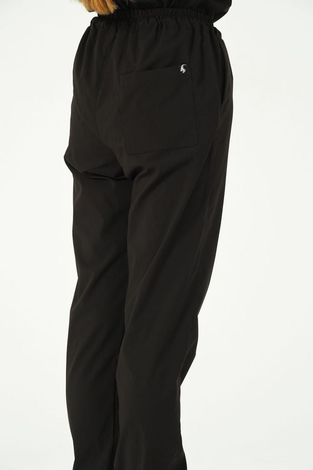 Siyah Likralı Jogger Paça Doktor Hemşire Forması Tek Alt Unisex