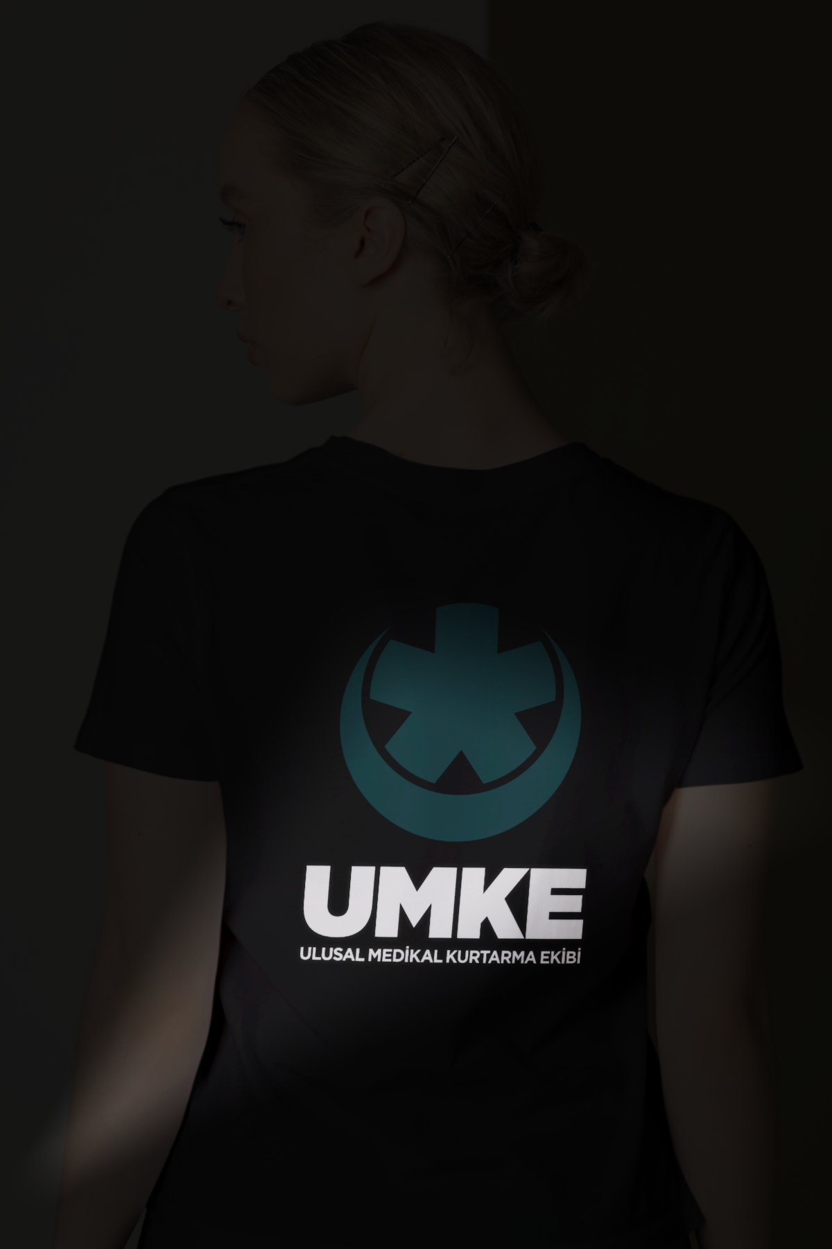 Gri UMKE Bisiklet Yaka Penye Tişört Unisex