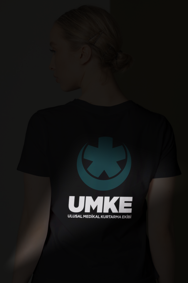 Gri UMKE Bisiklet Yaka Penye Tişört Unisex