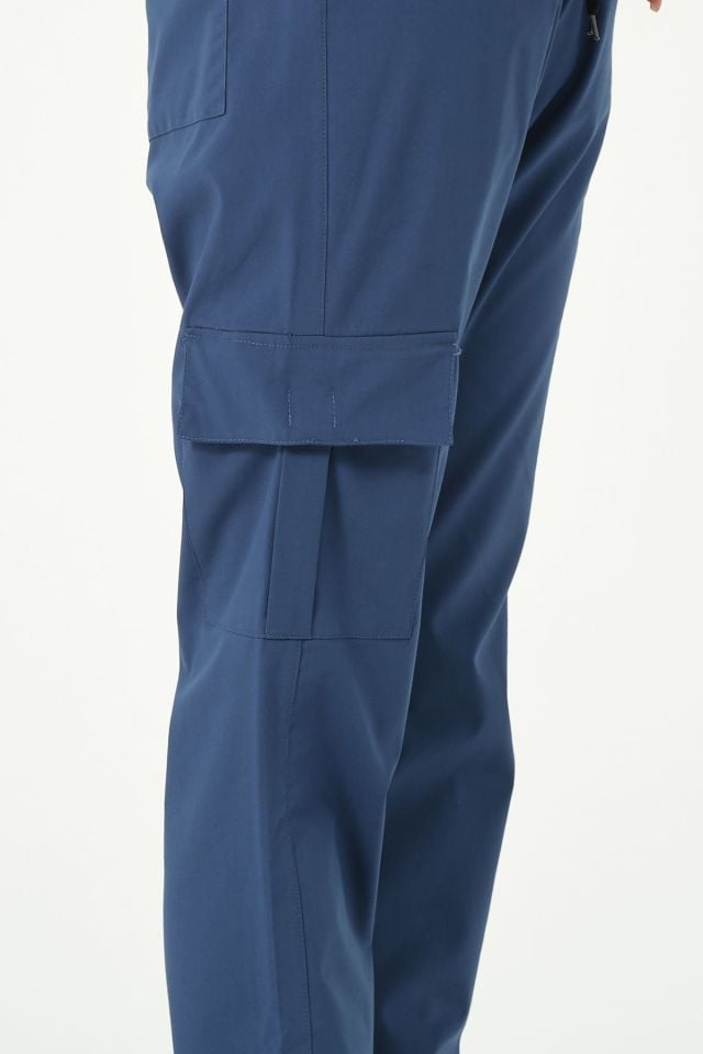 Fırtına Mavi Likralı Kargo Cep Doktor Hemşire Forması Tek Alt Unisex